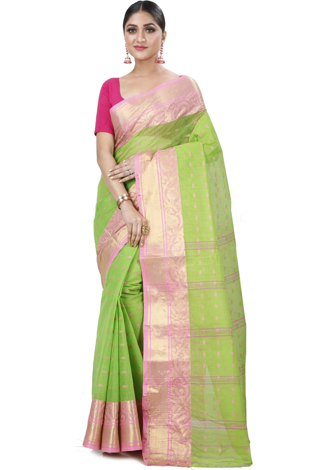 Green Pure Cotton Sachi Tant Saree (1024)